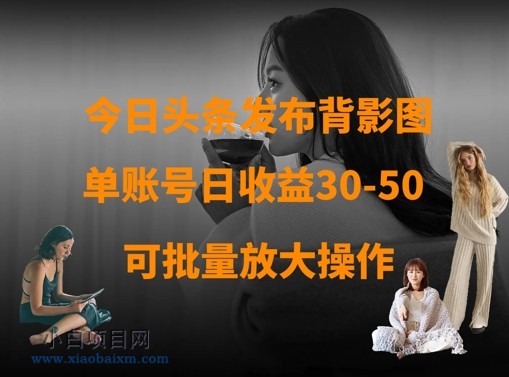 今日头条发布背影图，单账号日收益30-50，可放大操作-小白项目分享网