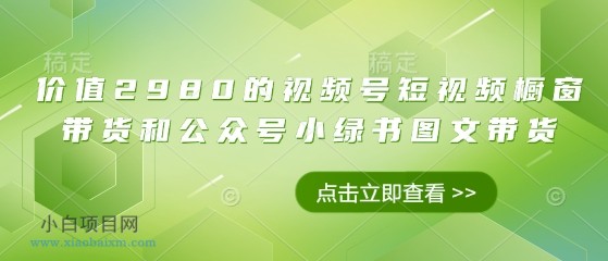 价值2980的视频号短视频橱窗带货和公众号小绿书图文带货
