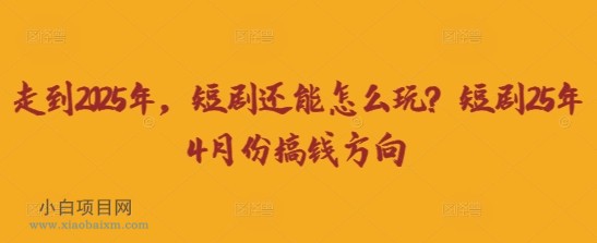 走到2025年，短剧还能怎么玩？短剧25年4月份搞钱方向-小白项目分享网