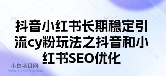 抖音小红书长期稳定引流cy粉玩法之抖音和小红书SEO优化