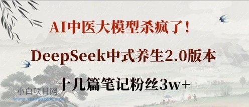 AI中医大模型杀疯了!DeepSeek中式养生2.0版本,十几篇笔记粉丝3w+