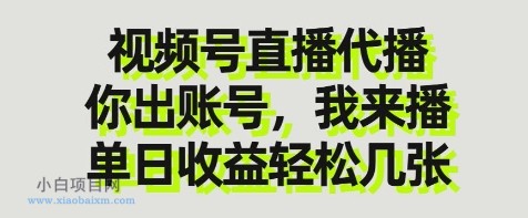 视频号直播代播，你出账号我来播，单日收益轻松几张【揭秘】-小白项目分享网
