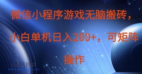 微信小程序游戏无脑搬砖，单设备日入2张+，可矩阵操作-小白项目分享网