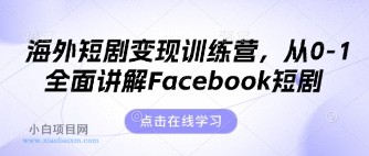 海外短剧变现训练营,从0-1全面讲解Facebook短剧