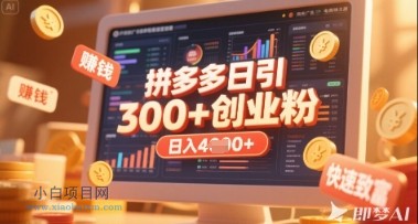 拼多多创业引流项目,每天吸引200+付费创业粉,实现日入多张+稳定收益