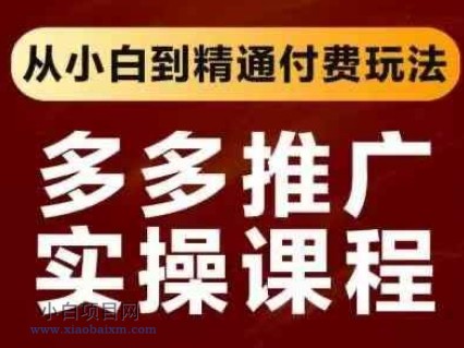 拼多多推广实操课程,从小白到精通付费玩法