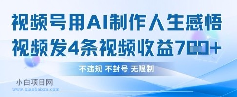 用AI做人生感悟视频，4条视频当天收益782-小白项目分享网