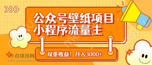 公众号壁纸项目，小程序流量主双收益，月入3000+-小白项目分享网