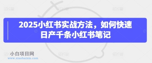 2025小红书实战方法，如何快速日产千条小红书笔记-小白项目分享网