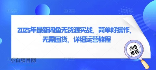 2025年最新闲鱼无货源实战，简单好操作，无需囤货，详细运营教程-小白项目分享网