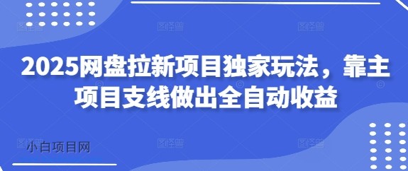 2025网盘拉新项目独家玩法,靠主项目支线做出全自动收益