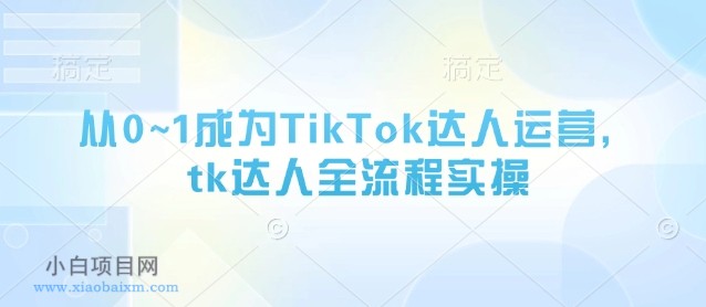 从0~1成为TikTok达人运营,tk达人全流程实操