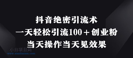 抖音绝密引流术,一天轻松引流100+创业粉,当天操作当天见效果