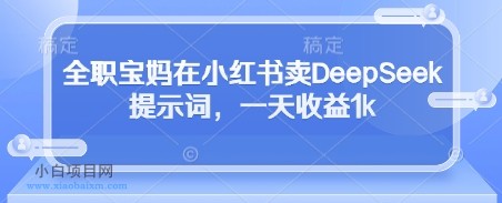 全职宝妈在小红书卖DeepSeek提示词,一天收益1k