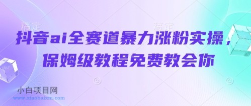抖音ai全赛道暴力涨粉实操,保姆级教程免费教会你