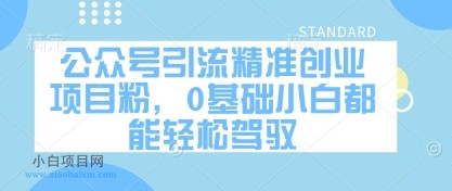 公众号引流精准创业项目粉,0基础小白都能轻松驾驭