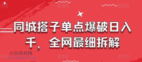 同城搭子单点爆破日入千,全网最细拆解