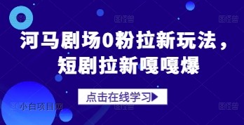 河马剧场0粉拉新玩法，短剧拉新嘎嘎爆-小白项目分享网
