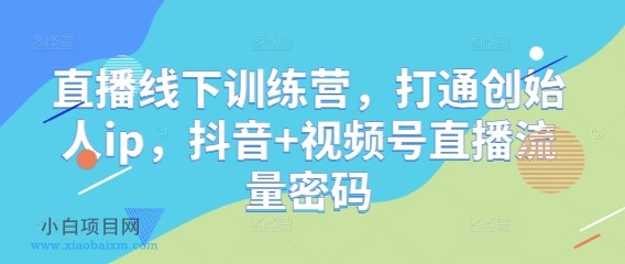 直播线下训练营,打通创始人ip,抖音+视频号直播流量密码