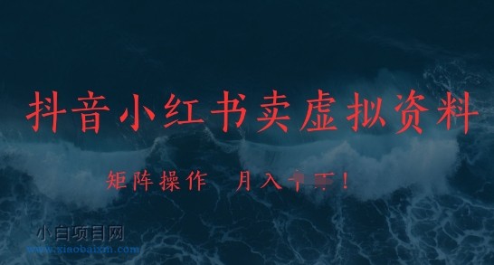 抖音小红书卖虚拟资料，市场需求一直存在，矩阵操作，月入1w+-小白项目分享网
