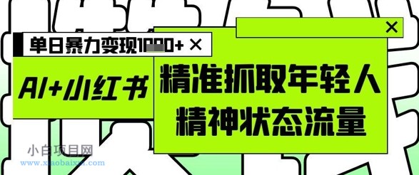 AI+小红书图文，精准抓取年轻人精神状态流量，单日暴力变现多张-小白项目分享网