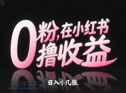 0粉在小红书撸收益，日入几张-小白项目分享网