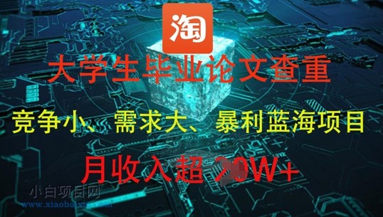 大学生毕业论文查重，暴利蓝海项目，月收入过1W+-小白项目分享网