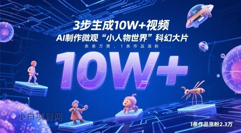 3步生成10W+视频,AI制作微观“小人物世界”科幻大片,条条万赞,1条作品涨粉2.3W