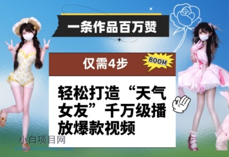 一条作品百万赞！ 只需4步，轻松打造“天气女友”千万级播放爆款视频-小白项目分享网