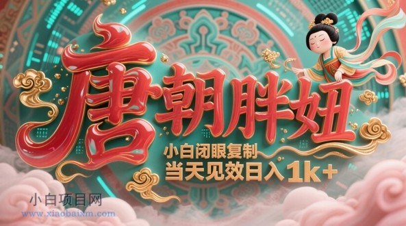 用AI克隆“唐朝胖妞”日更3条，平台疯狂推流，小白闭眼复制，当天见效，日入1k+-小白项目分享网