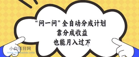 问一问全自动分成计划，靠分成收益也能月入过1W【揭秘】-小白项目分享网