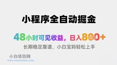 小程序全自动掘金,48小时可见收益,日入8张+长期稳定靠谱,小白宝妈轻松上手【揭秘】