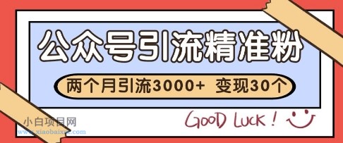 公众号精准粉引流玩法,2个月3000+精准粉,变现30个W【揭秘】