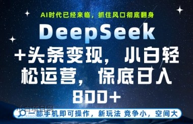 DeepSeek+头条变现,保姆级教学,小白轻松上手,日入8张+【揭秘】