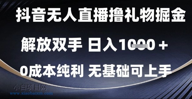 抖音无人直播撸礼物掘金,解放双手,日入1k,0成本纯利,无基础可上手【揭秘】