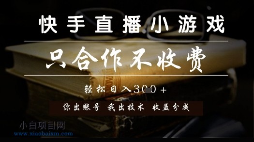 快手直播小游戏,只合作不收费,你出账号我出技术, 分润模式【揭秘】-小白项目分享网