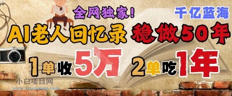 AI帮老人写回忆录,可以稳做50年的蓝海赛道,一单收2-3W,2单吃一年,长久可持续