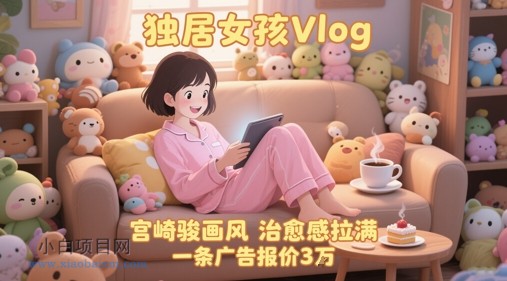 单个账号涨粉71W！用AI制作独居女孩Vlog，宫崎骏画风，治愈感拉满，一条广告报价3W-小白项目分享网