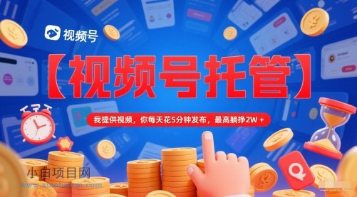 【视频号托管 】我提供视频,你每天花5分钟发布,最高躺挣2W+【揭秘】