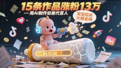 用AI制作幼崽代言人,宝宝的控诉火爆全网,15条作品涨粉13W,单号月入5位数实操教程