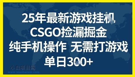 25年CSGO游戏搬砖，全自动挂G，不需要玩游戏，手机操作日入3张+【揭秘】-小白项目分享网