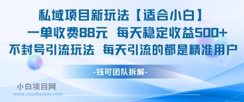私域项目新玩法【适合小白】 一单收费88.每天稳定收益几张-小白项目分享网