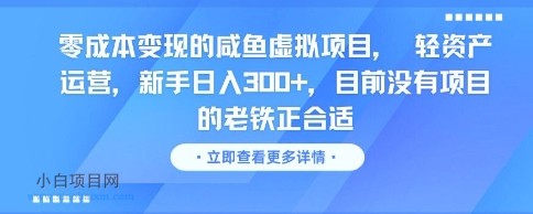 零成本变现的咸鱼虚拟项目, 轻资产运营,新手日入3张+,目前没有项目的老铁正合适