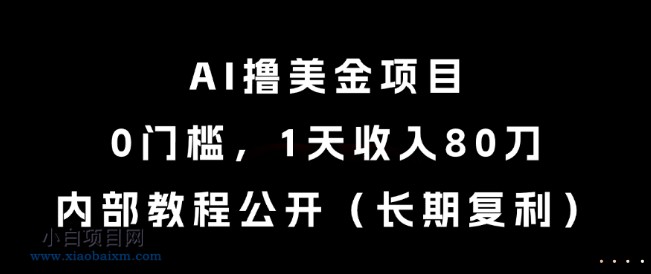 AI撸美金项目,0门槛,1天收入80刀,内部教程公开(长期复利)【揭秘】