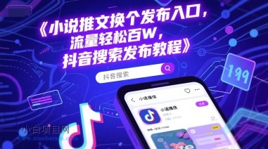 小说推文换个发布入口，流量轻松百W，抖音搜索发布教程-小白项目分享网