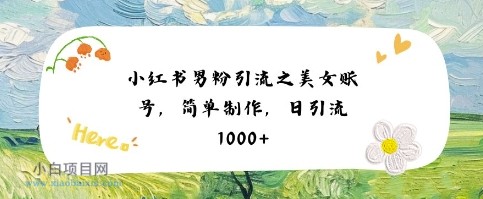 小红书男粉引流项目之美女账号6，简单制作，条条爆款原创，不违规-小白项目分享网