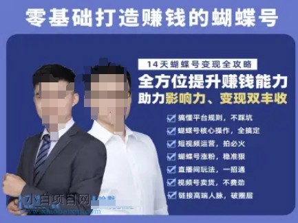 蝴蝶号专栏-视频号运营教程,零基础打造挣钱的蝴蝶号,14天蝴蝶号变现全攻略