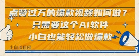 点赞过万的爆款视频如何做?只需要这个AI软件,小白也能轻松做爆款【揭秘】-小白项目分享网
