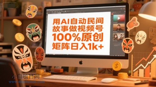 用AI自动民间故事做视频号，100%原创，矩阵日入1k+-小白项目分享网