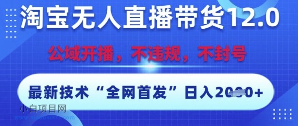 淘宝无人直播带货12.0,最新技术,不封号,不违规,操作简单,开播爆单,日入多张【揭秘】